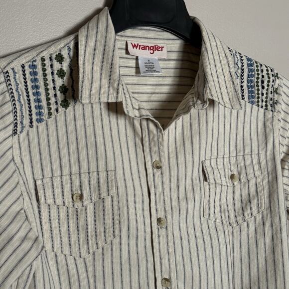 Wrangler Embroidered Western Striped Shirt Women's Medium, EUC - Picture 1 of 9